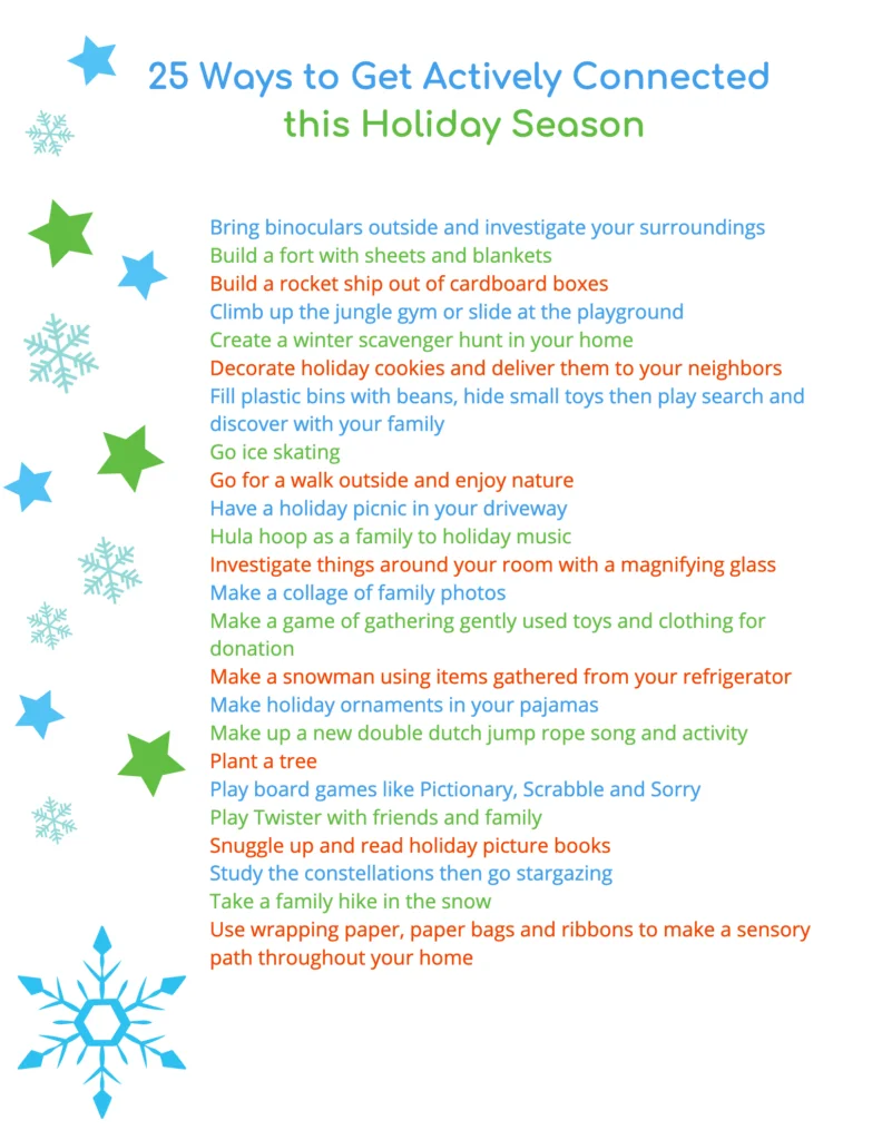 25 Ways to Get Connected, Calm and Active this Holiday Season infographic