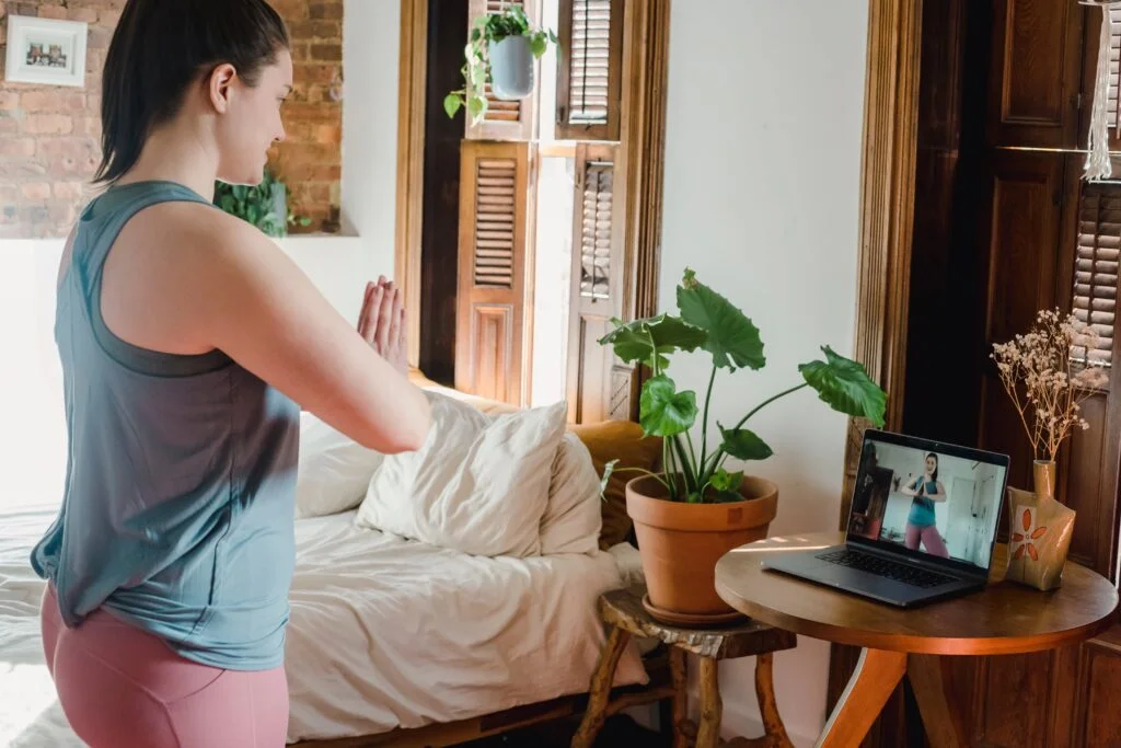 Student using technology in a physical education setting