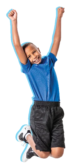 Elementary school student engaging in physical education activity