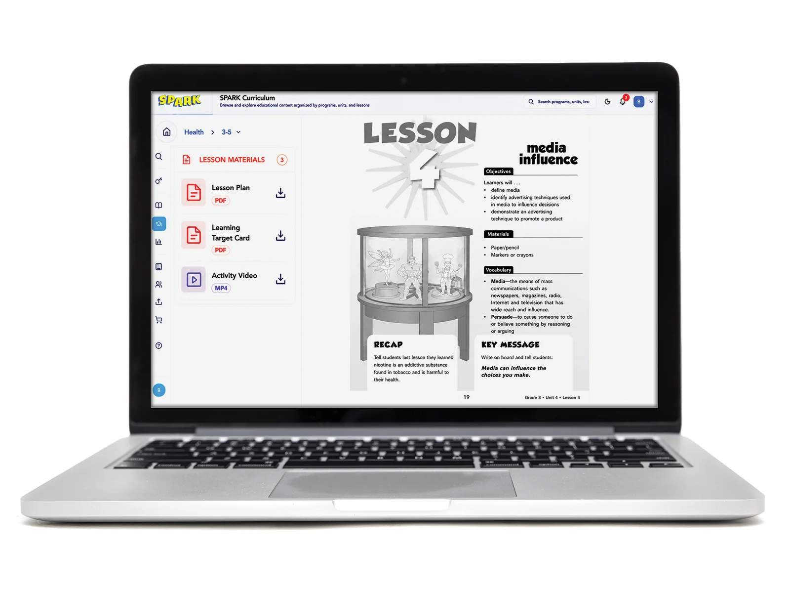 HLC Middle School Program — Media Influence lesson on laptop