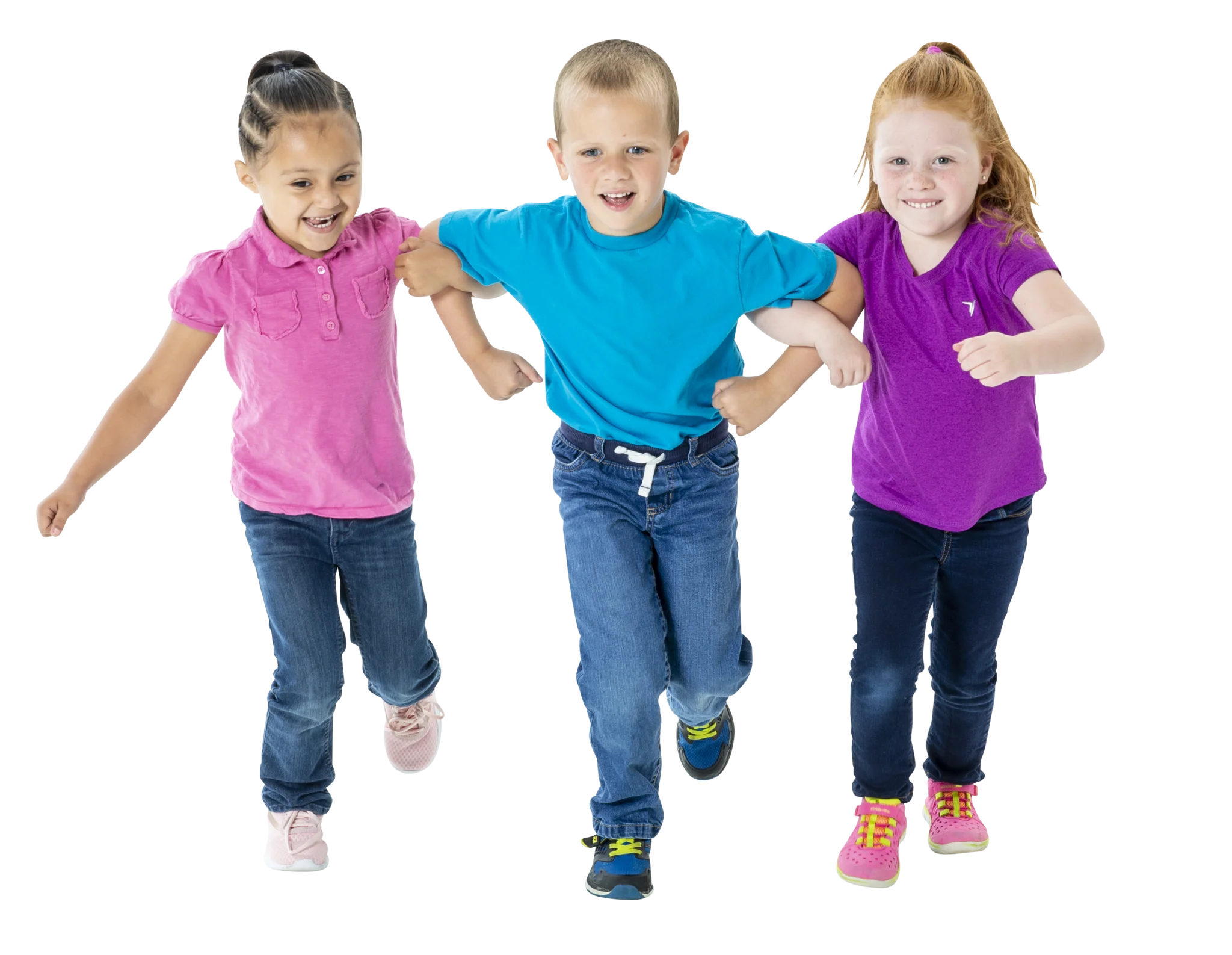 Early childhood students engaged in a physical education relay race activity